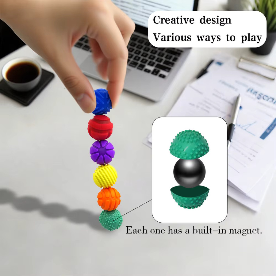 Bneseus Magnetkugel, Silikon, Multicolour, Lernspielzeug - Bild 3