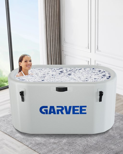 HiMISS Tragbare Aufblasbare Eiswanne für Kaltwassertherapie mit Isoliertem Deckel, Weiß, 940l - Bild 1