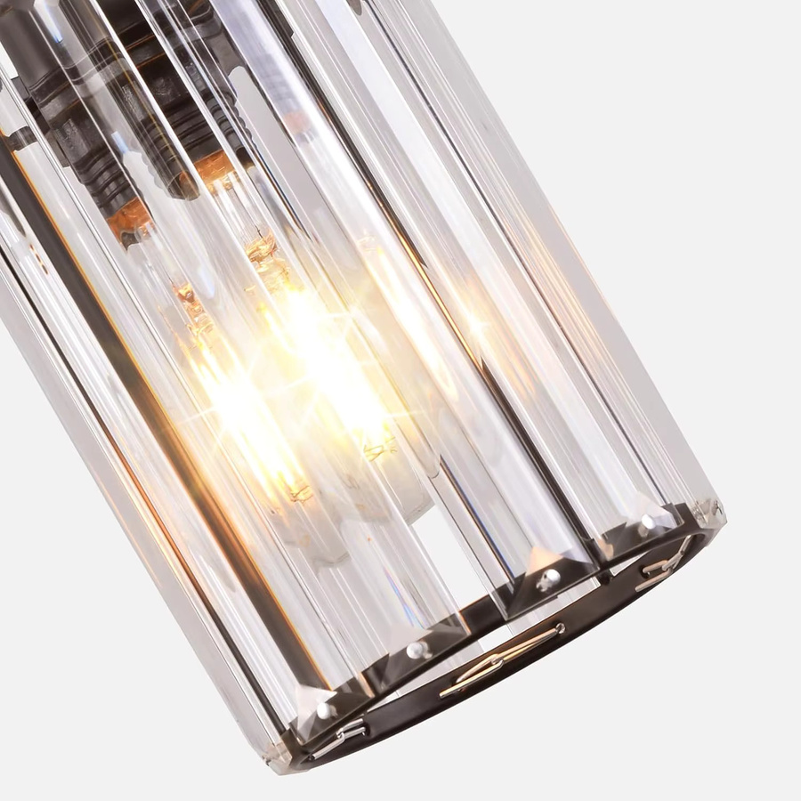 Moderne Kristall Pendelleuchte in Transparent mit schwarzem Metallgestell, 1-flammige Hängelampe für Esstisch, Wohnzimmer, Küche oder Schlafzimmer, E27 Fassung (ohne Leuchtmittel) - Bild 4