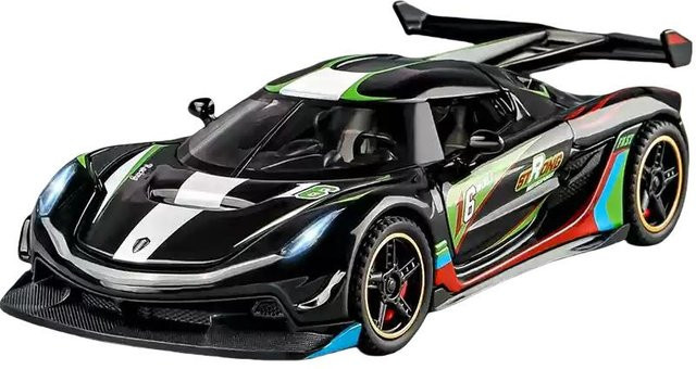 Fourall- Model Cars Koenigsegg Jesko Simulation, Rennwagen Modell, Maßstab 1:32, schwarz - Bild 1