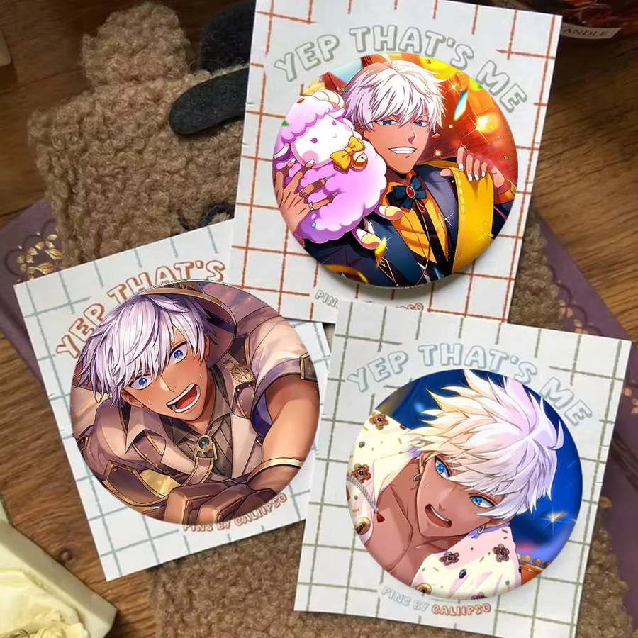 Mesuca Brosche, Anime Cartoon O-Obey Me Mammon, Emaille-Pin, rund - Bild 2