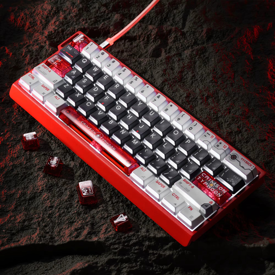 XVX Esports Gaming Tastenkappen aus PBT+PC mit seitlicher Durchscheinung in Rot - Bild 2