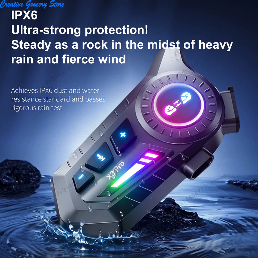 NUOYING X3Pro Motorradhelm Bluetooth-Headset in Schwarz mit starkem Bass, Geräuschunterdrückung und kabellosem Dual-Rider-Intercom - Bild 3