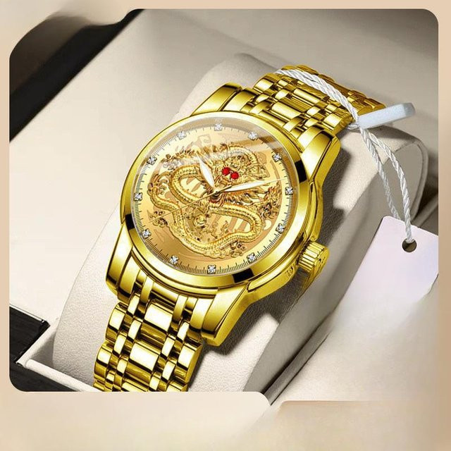 YIRAN Jewelry Armbanduhr Quarz, Edelstahl, Gold, Herren - Bild 1