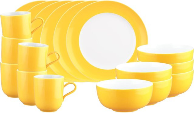 Seltmann Weiden Frühstücks-Set Liberty Pure Colors aus Porzellan, 18er Set, Gelb - Bild 1