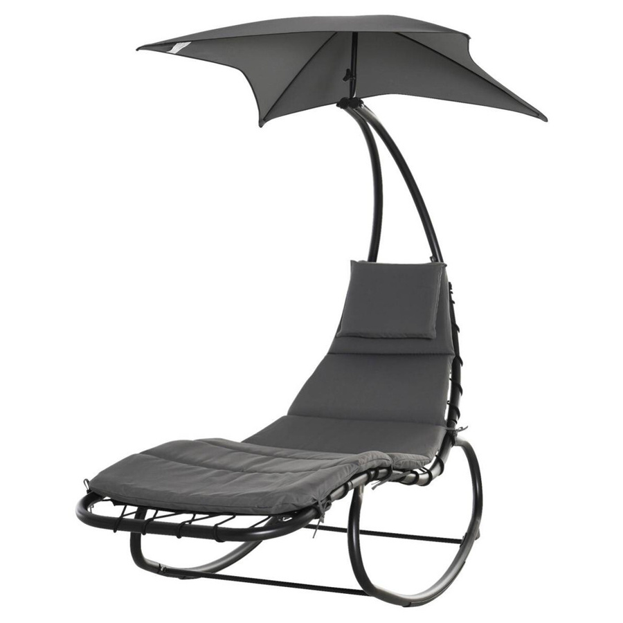 Outsunny Schaukelliege mit Sonnen canopy in Dunkelgrau aus pulverbeschichtetem Stahl und Textilene, B/H/L: 114 x 190 x 185 cm - Bild 2