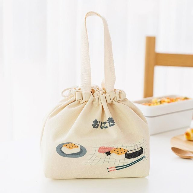 Super Six Isolierte Lunchtasche im japanischen Stil aus Canvas, Beige - Bild 1
