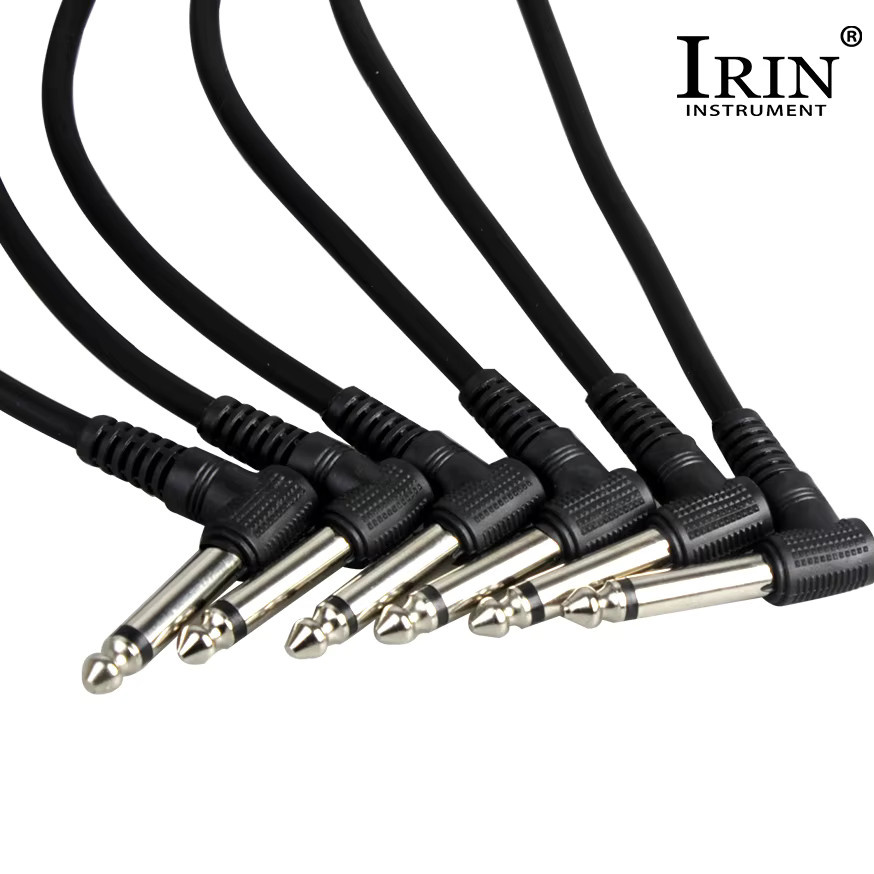 6er Set IRIN Gitarren Effektpedal Kabel, 6,35 mm auf 3,5 mm Jack Audio-Verbindungsleitung, Kupferdraht, Schwarz, Länge: 21 cm - Bild 2