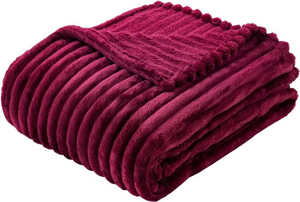 Kuscheldecke Viva Domo in Cord-Optik, Rot, gestreift, B/H: 150 x 200 cm