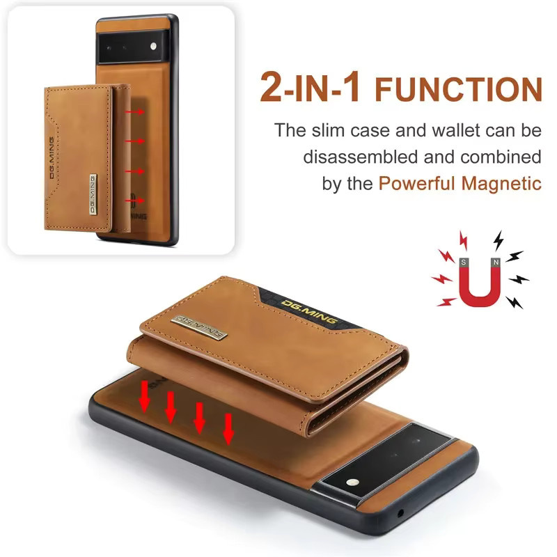 Luxus Leder Etui mit Kartenfach und Magnet-Flip für Google Pixel 8, 7, 6 Pro, Fold und 6a in Braun - Bild 1