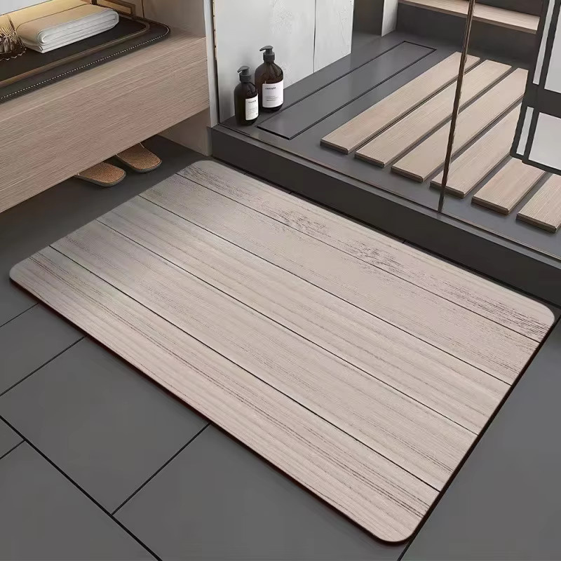 VIKAMA Nordic Wood Grain Diatom Mud Bodenmatte, schnell trocknend und rutschfest, B/T: 60 x 40 cm - Bild 1