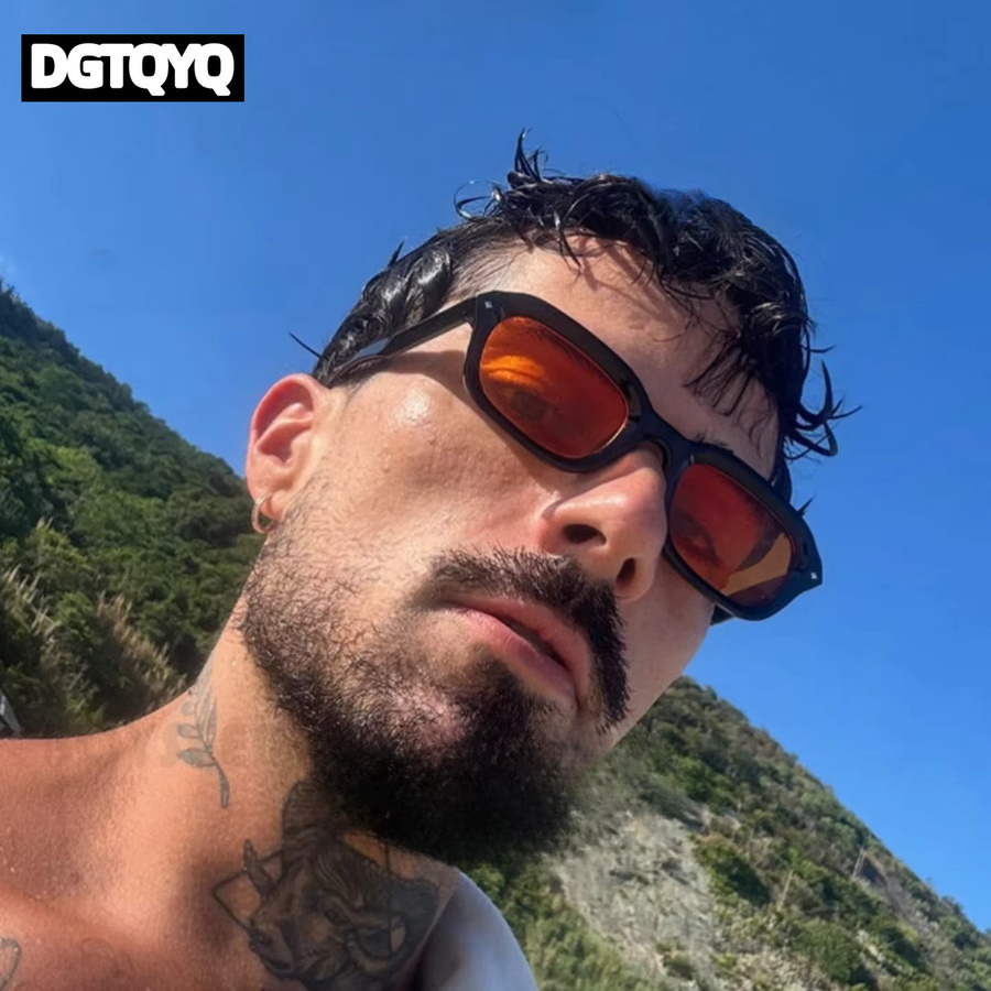 DGTQYQ Sonnenbrille, Herren, Vollrand, quadratisch, orange, Kunststoff - Bild 2