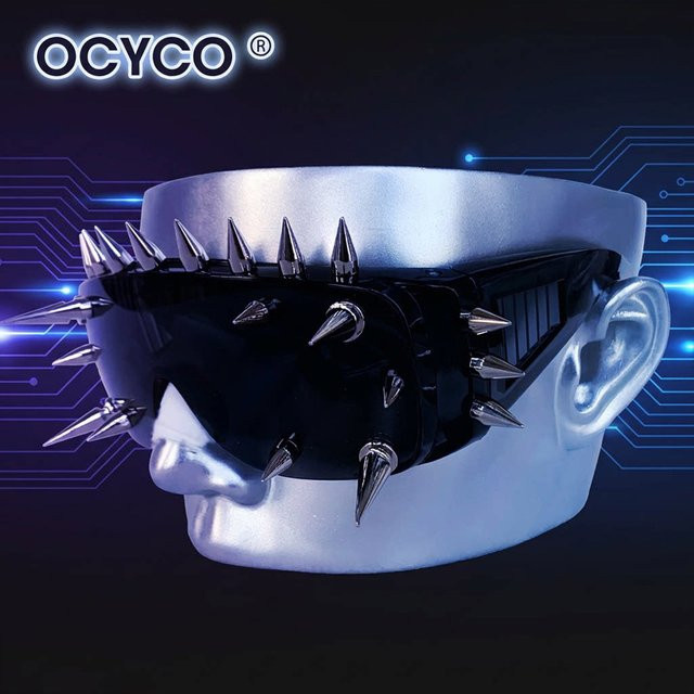OCYCO Gothic Rivet Steampunk Sonnenbrille, Vollrand, rectangular, black, Unisex - Bild 1