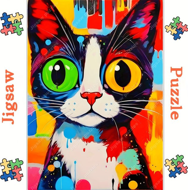 AZNM Puzzle, Katzen-Design, Bunt / Mehrfarbig - Bild 1