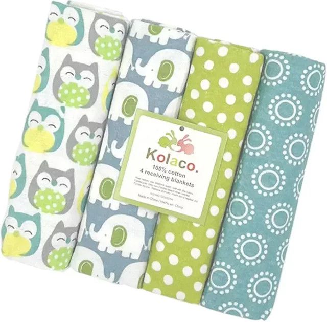 4er Pack Babydecken aus 100 % Baumwolle für Neugeborene als Wickeltuch und Bettlaken, 76 x 76 cm - Bild 1