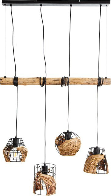 Hängeleuchte JAVA von GLOBO Lighting in Schwarz aus Metall und Holz, höhenverstellbar - Bild 1