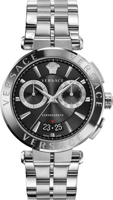 Versace Chronograph Herrenuhr, Quarz, Edelstahl, 45 mm, Schwarz, 5 ATM - Bild 1