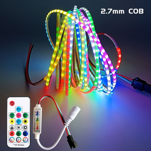 FUNZENXIN COB-LED-Streifen-Kit WS2812B mit 17-Tasten-Musikcontroller, RGBIC Pixellicht, individuell adressierbar und flexibel, Multicolour - Bild 1