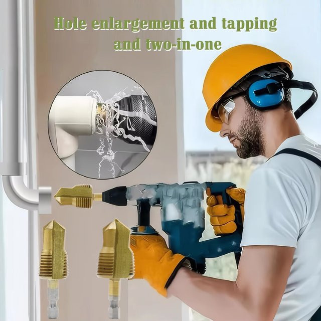 YUKU Dreifach-Stufenbohrer mit 4/6-Punkt-Sechskantgriff für PPR-Wasserrohre und Elektroinstallationen in Gold - Bild 1