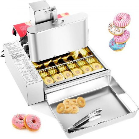 VEVOR Gewerbliche Automatische Donutmaschine aus Edelstahl mit Intelligenter Steuerung, 6-reihig, Silber - Bild 1