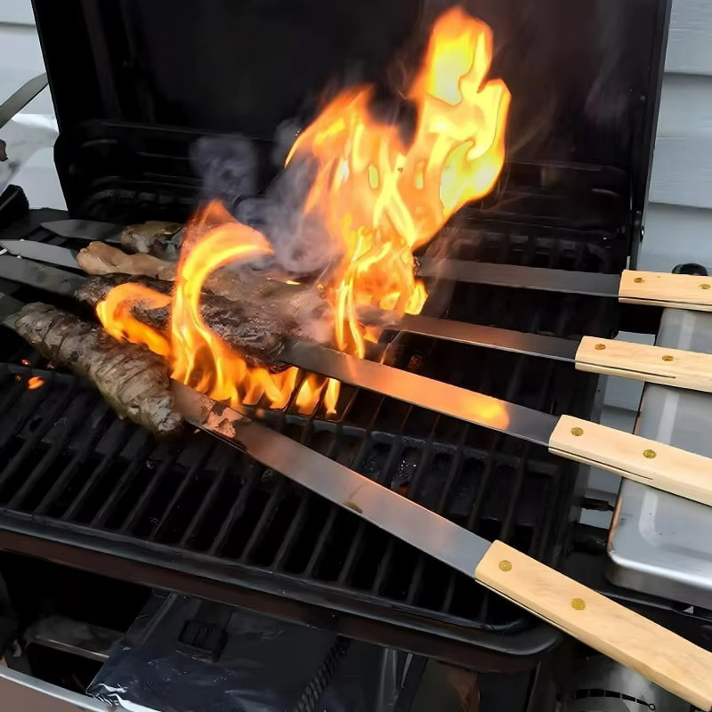 ShineTrip Flache Grillspieße aus Edelstahl in Silber für Adana Flat, Paneer Tikka BBQ und Koobideh Kebab - Bild 3