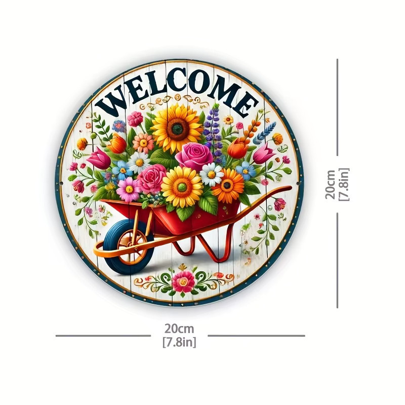 Potdemiel Willkommen Wanddekoration aus Aluminium mit Blumenmotiv im Landhausstil, Mehrfarbig, B/H: 20 x 20 cm - Bild 2