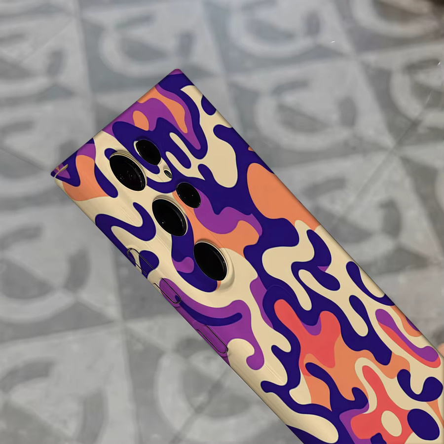 Stoßfeste Doppelschicht Handyhülle mit abstraktem Design in Lila und Orange für Samsung Galaxy S25 Ultra, S24, S23 Ultra und S23 Plus - Bild 5