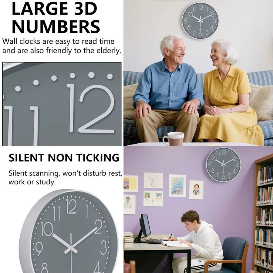 Moderne digitale 3D-Wanduhr von p.chuang in Weiß und Gold, geräuschlose kubische Quarz-Uhr für Wohnzimmer, Schlafzimmer oder Büro - Bild 1