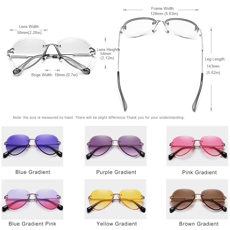 KINGSEVEN N802 Sonnenbrille Pilot, randlos, Multicolor, Metall, Damen - Bild 2