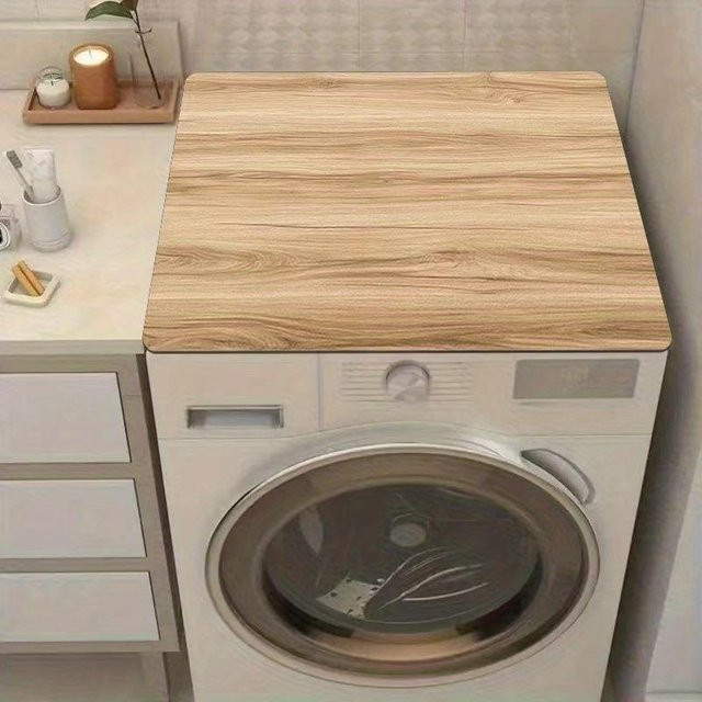 Sunshine SSKY Waschmaschinenabdeckung mit Holzmaserung und Anti-Rutsch-Pad in Beige, B/B/H: 30 x 30 x 30 cm - Bild 1