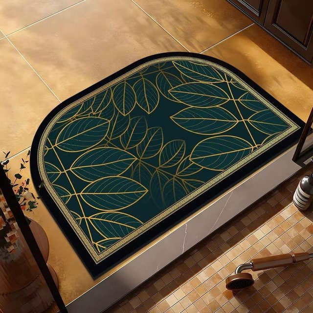 Saugfähige Badezimmer-Fußmatte von Yiran Furniture in Grün mit floralem Design, B/B: 40 x 60 cm - Bild 1