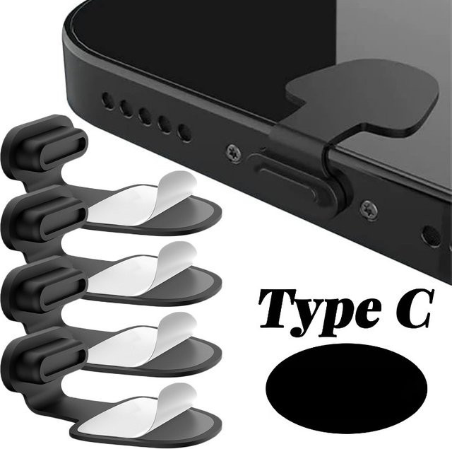 Staubdichte USB-C-Stecker Abdeckung als Ladeanschluss-Schutz für iPhone 16/15-Serie, Samsung und Xiaomi in Schwarz oder Transparent - Bild 1