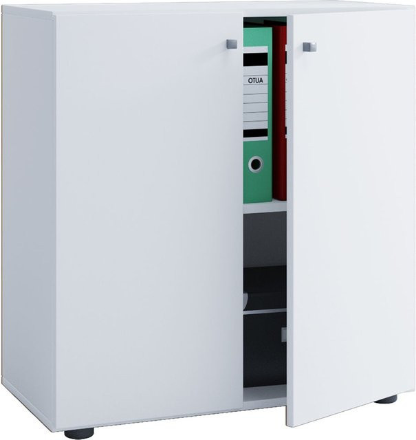 VCM Büroschrank Lona L in Weiß mit Drehtüren, B/H/T: 70 x 74 x 39 cm - Bild 1