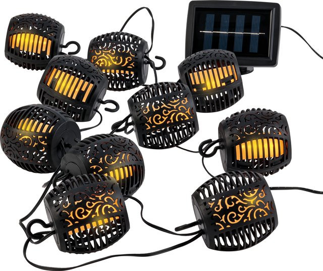 LIVARNO Lichterkette mit Flammeneffekt, Solarbetriebene Mini Laterne mit 100 LED - Bild 1