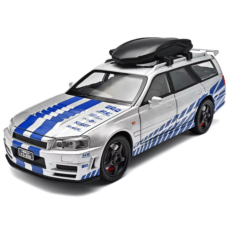 MAKEDA Skyline Stagea GT-R GTR R34 Kombi, Sportwagen Modell, 1:22, Metall, mit Sound und Licht - Bild 5