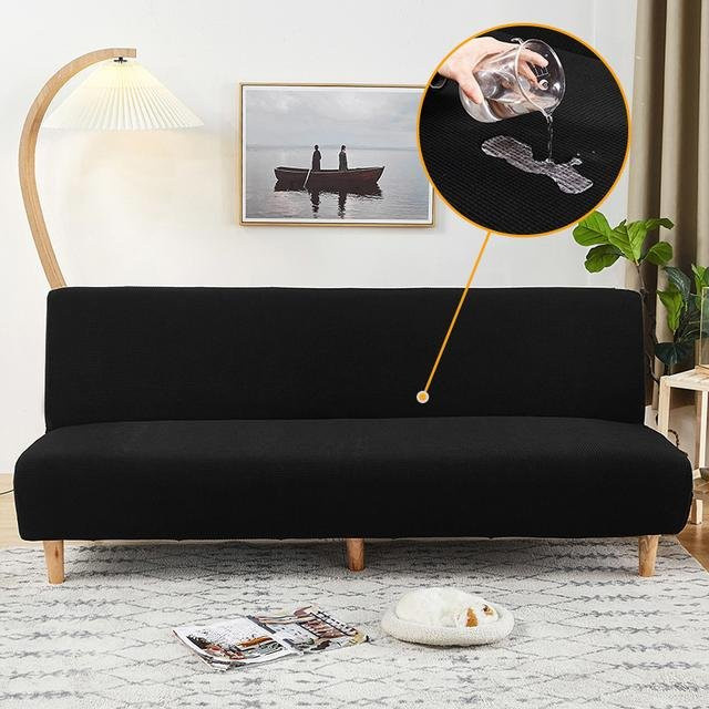 Levivel Wasserdichter und elastischer Stretch-Sofabezug für armlose Sofas, Schwarz, Kissenmaß: 45 x 45 cm - Bild 1