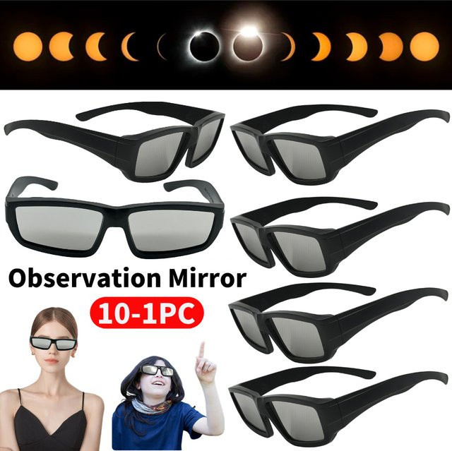 ALLOET Sonnenfinsternis-Brillen, Kunststoff, Vollrand, rechteckig, schwarz - Bild 1