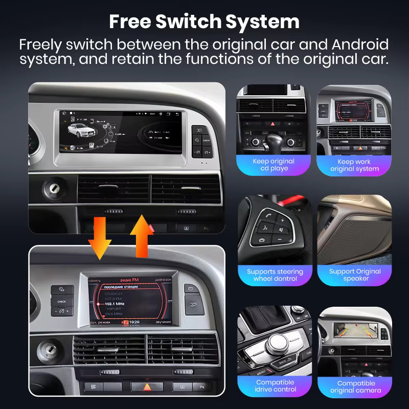 Junsun 8,8 Zoll CarPlay Multimedia Radio für Audi A6 C6 4F 2005-2011 mit Bluetooth, Android Auto und GPS in Schwarz - Bild 3