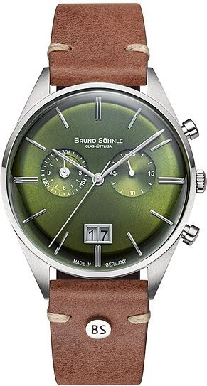 Bruno Söhnle Chronograph, Edelstahl, Quarz, Grün, Leder, Herren - Bild 1