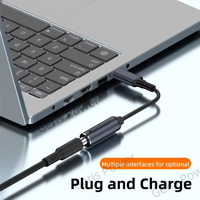 Geris Power USB C auf DC Netzteilkabel 100 W Schnellladekabel für Lenovo Dell HP Asus Laptop in Schwarz mit Anschlüssen 4,5 x 3,0 mm, 7,4 x 5,0 mm und 5,5 x 2,5 mm - Bild 4
