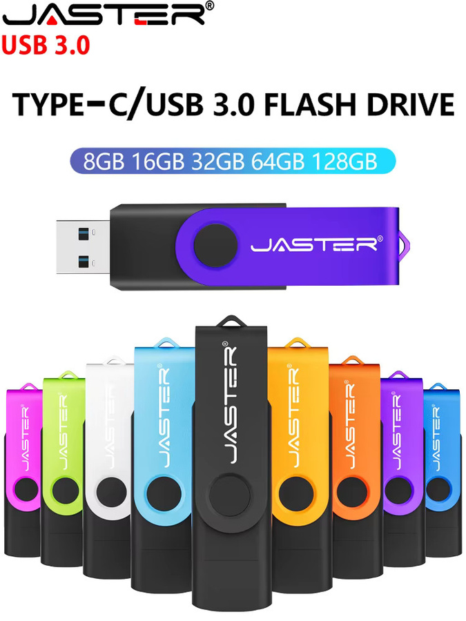 JASTER 2-in-1 USB 3.0 Flash-Laufwerk mit USB-C und USB-A Anschluss, Schwarz - Bild 5