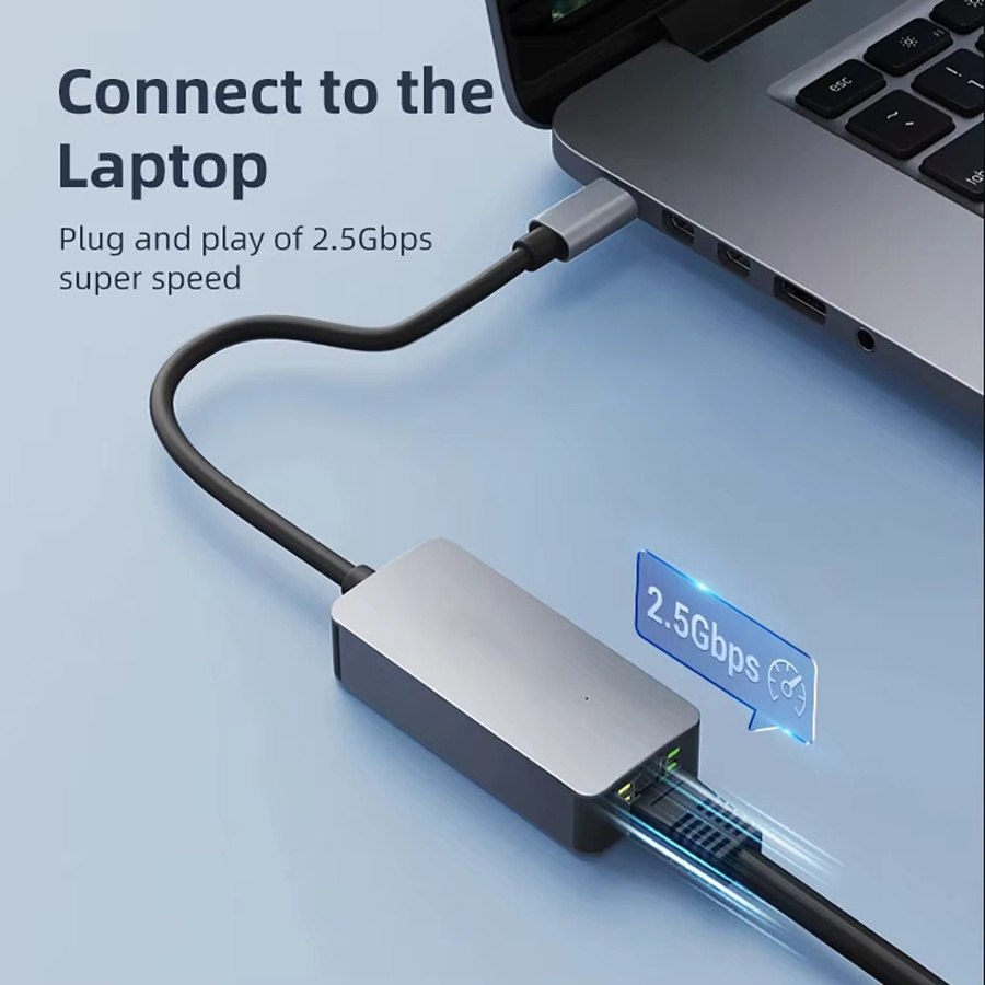 Kebidumei USB-C auf RJ45 2,5G Ethernet Adapter, USB 3.0 Typ-C zu Gigabit LAN Konverter für PC und Laptop, kompatibel mit Windows 8,1/10/11 - Bild 3