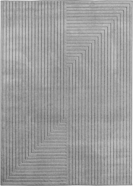 Ayyildiz Kurzflorteppich Nova In- und Outdoor-Teppich mit Hoch-Tief-Effekt in Silber, B/L: 140 x 200 cm - Bild 1