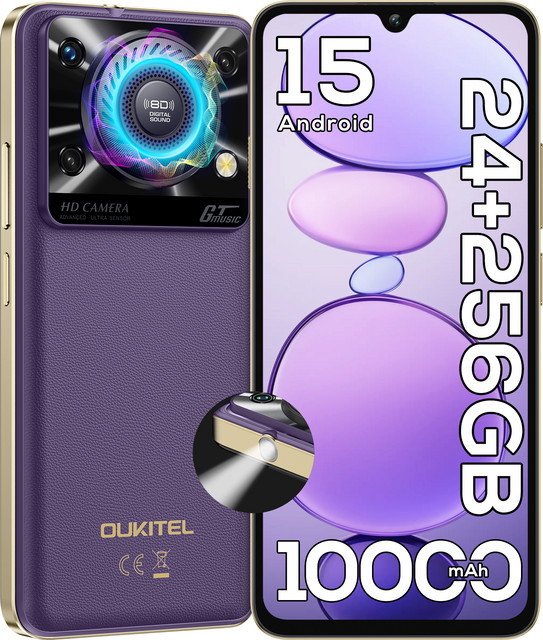 OUKITEL C60PRO Smartphone in Purple mit Android 15, 6,88 Zoll 90Hz HD+ Display, 24GB RAM und 256GB ROM - Bild 1