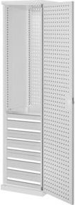 Kappes Schubladenschrank RasterPlan schmal mit 5 Lochplattentüren und Schloss, Farbe RAL 7035 Grau, B/T/H: 60 x 60 x 195 cm - Bild 1