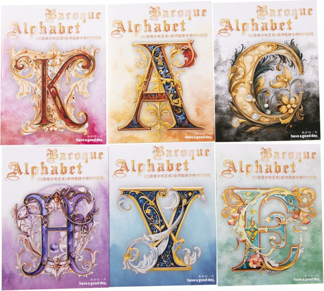 26 Blatt Barocke Kunstbriefaufkleber in Multicolour mit luxuriöser Vintage Kursivschrift für deine Journal-Titel und Collage-Dekoration - Bild 1
