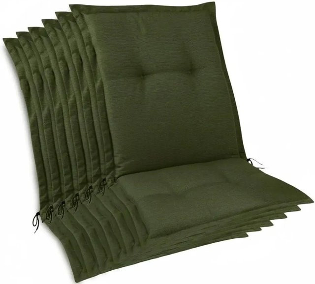 Beautissu 6er Set Premium Auflagen für Niedriglehner in Dunkelgrün, B/T/H: 105 x 50 x 7 cm, UV-beständig und aus Polyester mit Schaumstofffüllung - Bild 1