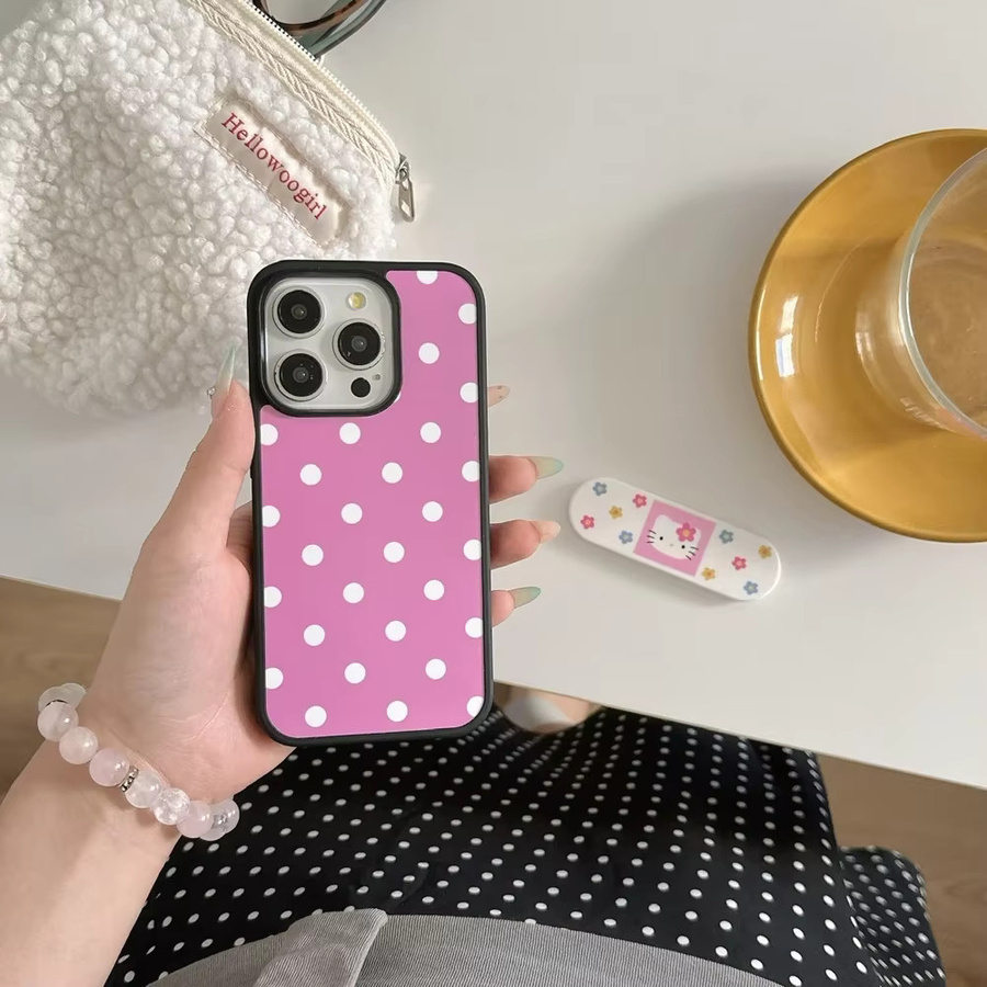 Sanrio Hello Kitty Handyhülle mit Polka Dot Design und integriertem Ständer für iPhone 16 15 14 13 Pro Max, stoßfestes Hardcover, Pink - Bild 3