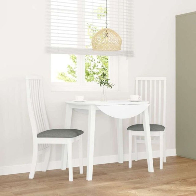 Set aus 2 Esszimmerstühlen von vidaxl in Weiß und Grau aus Massivholz mit Polsterung aus Stoff - Bild 1