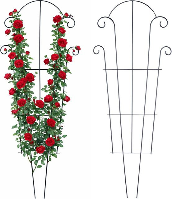 Relaxdays Rankgitter 2er Pack aus Stahl in Schwarz mit Erdspießen für Garten und Kübelpflanzen, Höhe: 100 cm, Breite: 40 cm, Tiefe: 0,5 cm - Bild 1
